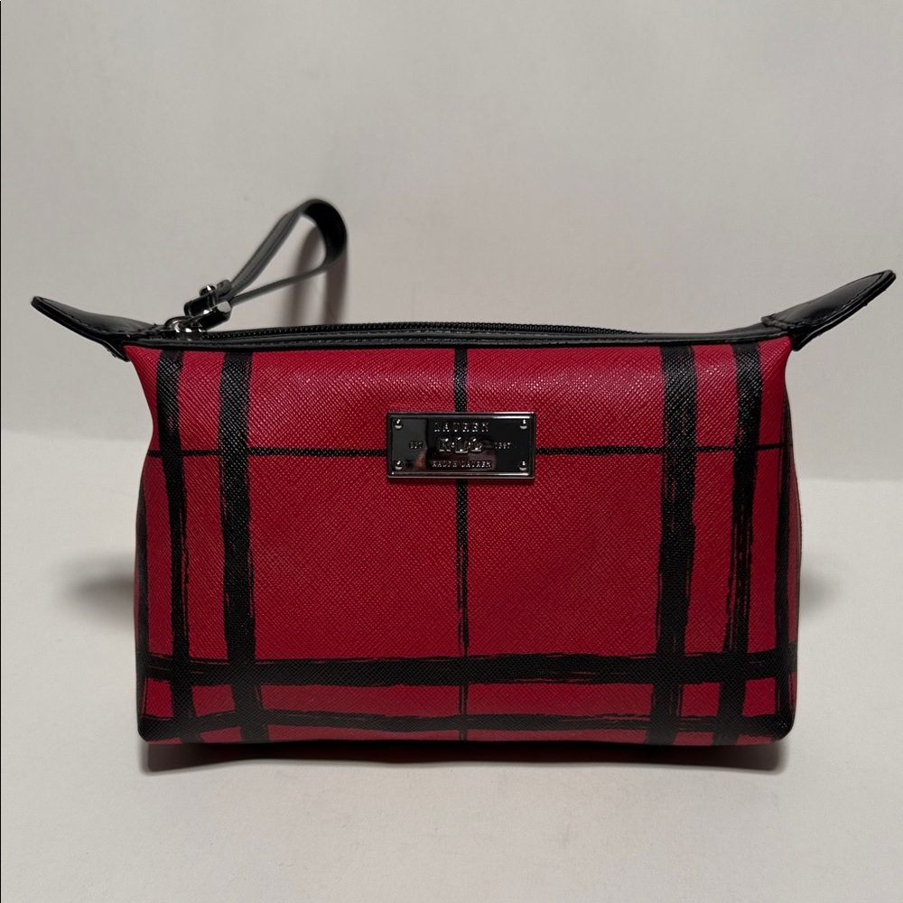 Ralph Lauren Red and Black Plaid Cosmetic Wristlet-NWT